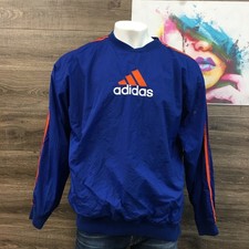 VINTAGE Adidas Track Windbreaker Jacket Logo Stripes Pullover Mens XL