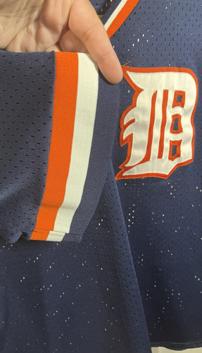 Maglione vintage Majestic Detroit Tigers scollo a V maglia blu navy taglia VEDI FOTO - Foto 5 di 8
