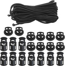20 PCS Plastic Cord Locks & Elastic Bungee Nylon Shock Cord 5/32" 50 Ft Lengths,