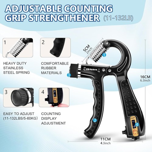 5 PCS Grip Strength Trainer Kit, Hand Gripper Strengthener, Forearm Strengthener - Picture 2 of 7