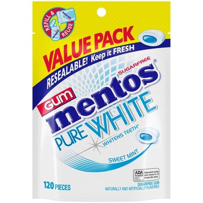 Mentos Pure White Sugar-Free Chewing Gum With 1 Count (Pack of 1), 