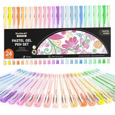 Pastel Gel Pens, 24 Pastel Milky Colors Gel Pen for Black Paper, Adults Color...