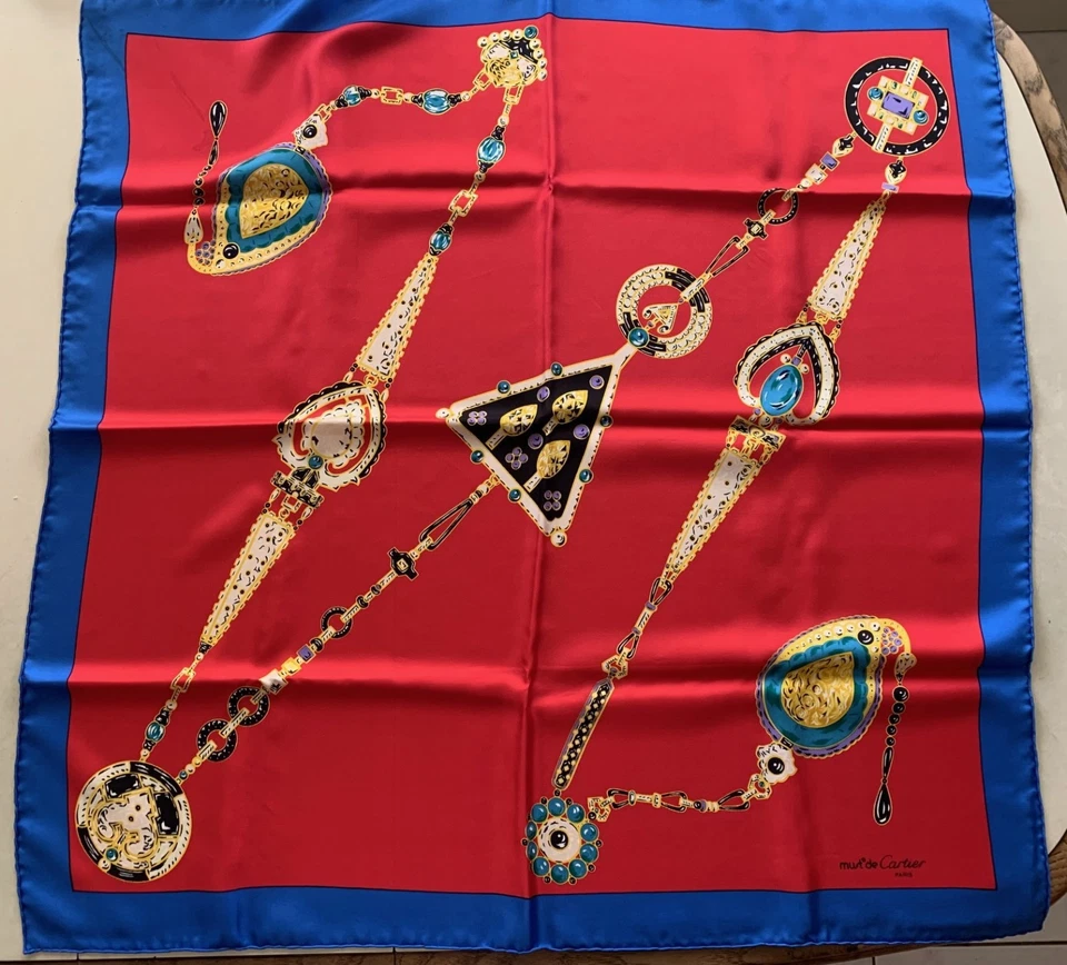 Red Must de Cartier Silk Scarf - Image 3 of 4