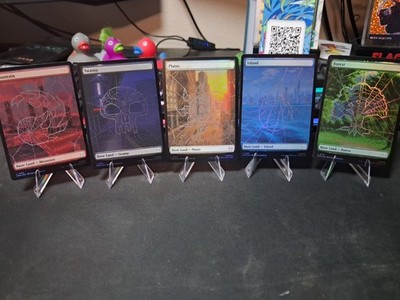 x 5 Magic The Gathering Spiderman Foil Lands! Full and Basic Arts!
