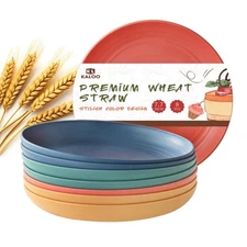 8 PCS Unbreakable Wheat Straw Dinner Plates Set, 7.7 Inch, Reusable, 4 Colors