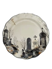 Potter's Studio Halloween Graveyard 10” Dinner Plates Set of 4 Spooky