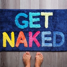 Get Naked Bath Mat 31.5x20 Funny Cute Bathroom Rugs Blue Rainbow Multicolor