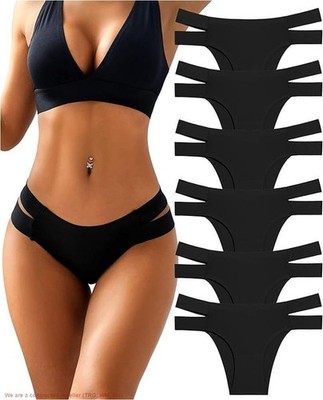 Knowyou Cotton Womens Underwear No Show High Cut BLACK 6 Pack S *SEE DEAL!!!*