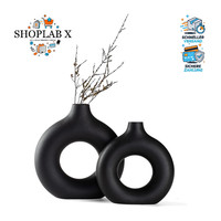 Keramikvase 2Er Set Schwarz Modern Boho Nordic Minimalismus FüR Pampasgras