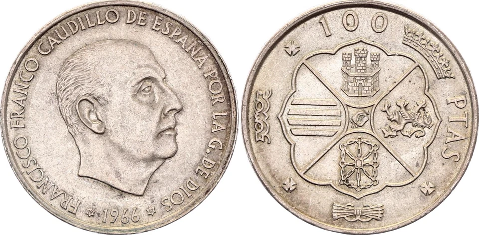 Espagne 100 Pesetas Franco - 1966 (67) - Argent - Photo 1/1