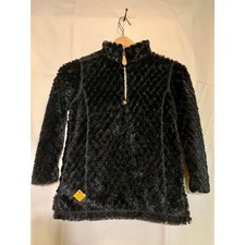 Simply Southern Girls Fuzzy Black Quarter Zip Pullover Size Youth Medium.