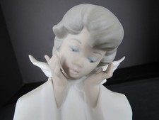 LLADRO Angel Cherub Bisque "MIME" Statue 8 3/4" Tall Retired