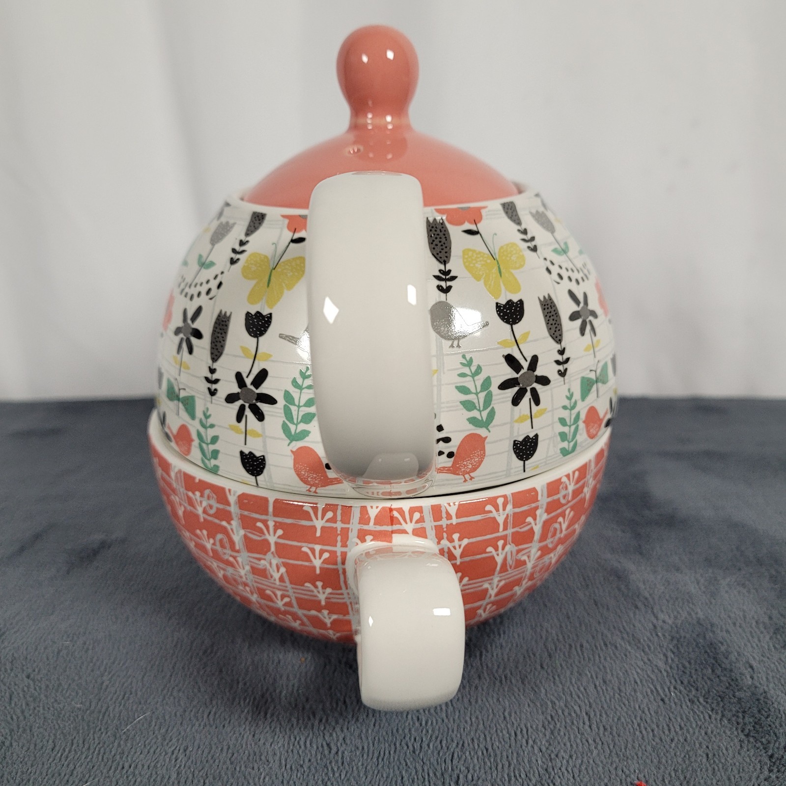 Pavilion Gift Bloom Tea for One Stacked Teapot Cup Amylee Weeks Butterflies Bird