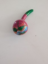Vintage Hand Painted Mexican Maraca / Gourd Shaker 8 L 3.5 W Cozumel Mexico