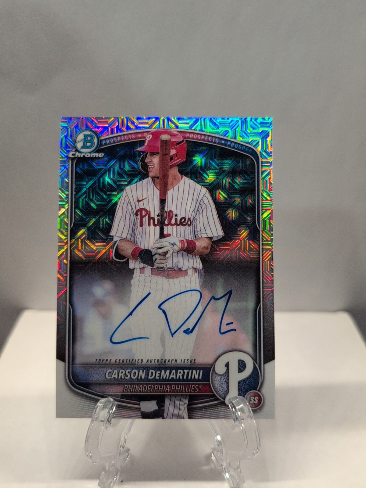 2025 Bowman Chrome Carson DeMartini #BMA-CD Mojo Refractor Auto PHILLIES!!