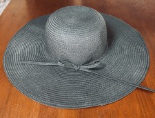 Black Wide Brim Sun Hat Floppy Beach Straw 100 Paper
