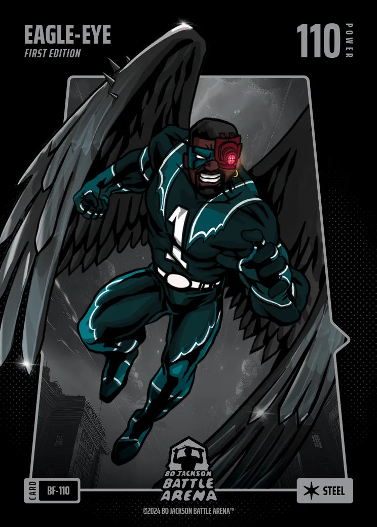 Bo Jackson Battle Arena Eagle-Eye BF-110 Jalen Hurts Steel Battlefoil