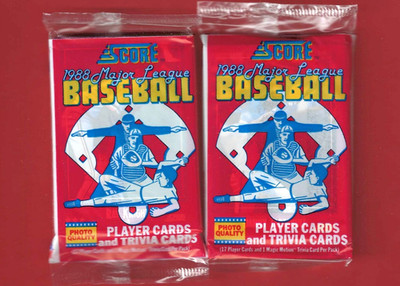 Lot 2 Baseball Mlb Score 1988 MLB - Pack Beutel 17 Vintage Karten