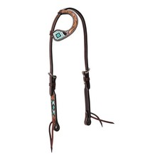 45-0145 Weaver Turquoise Cross Flat Sliding One Ear Headstall - Turquoise Beaded