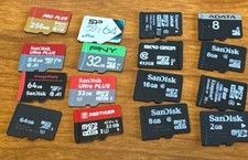 Job Lot of 16 Micro SD Cards Mixed Brand & Sizes 256GB 64GB 32GB 16GB 8GB 2GB