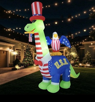 13FT Inflatables Independence Day Dinosaur and Eagle, 4Th of July Inflatable