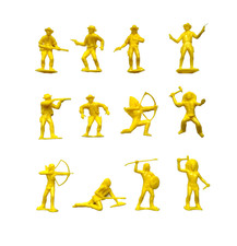 Vintage Tim Mee Cowboys  Indians 12 Different Figures Complete Set - Yellow