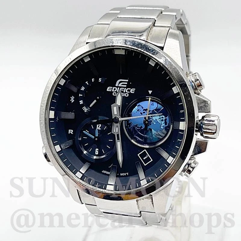 CASIO◇クォーツ腕時計_EDIFICE/デジアナ/レザー/SLV Amazon | [カシオ 