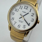 VTG Timex Indiglo Quartz Watch Men Gold Tone Easy Read Stretch Analog New Batter