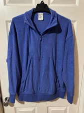 OFFLINE by Aerie Sweatshirt Womens Medium Blue Quarter Zip Pullover Terry Lounge
