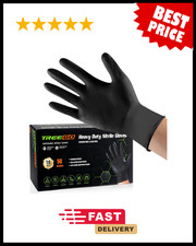 10 Mil Black Nitrile Gloves Large, Heavy Duty Disposable, Raised Diamond Texture