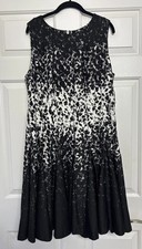 NWT Eliza J Nordstrom Black/ivory Dress Sz 14/14W $168 Fit N Flare