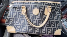 Fendi FF Logo Brown Satchel Top Handle Bag with Detachable Strap Zip Closure