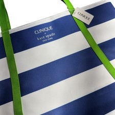CLINIQUE x Kate Spade Travel Tote Bag - Blue White  Green
