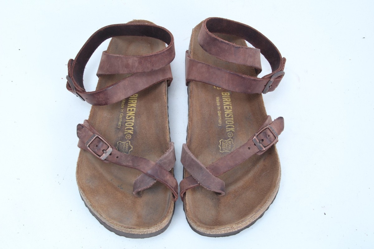 Birkenstock Yara Sandals Shoes Leather Brown Women's Sz 38 Us