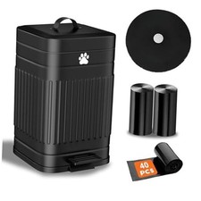 Dog Poop Trash Can Outside, 5L/1.3Gal Metal Dog Waste Trash 5L Black Trash Can