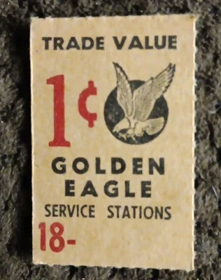Golden Eagle Service Stations-Gas Oil 1957 coupon stamp 308- Trading - 1 Cent - Image 1 of 2