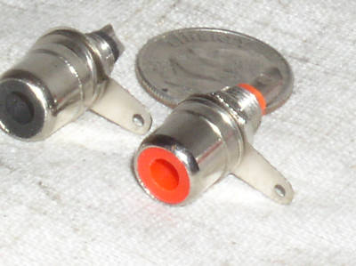 2 RCA Female Audio Phono Jack Panel Mount Plugs – Red & Black, Solder Type, USA