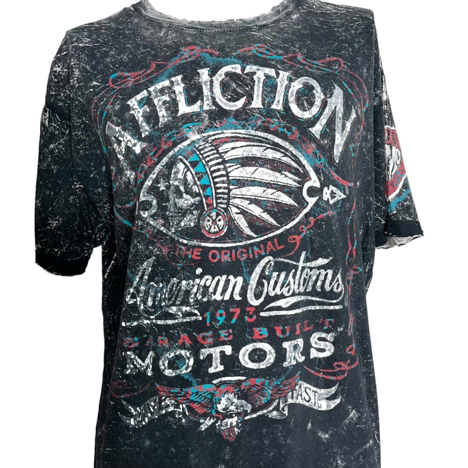 Affliction Reversible Double Sided Black Gray Mot… - image 13