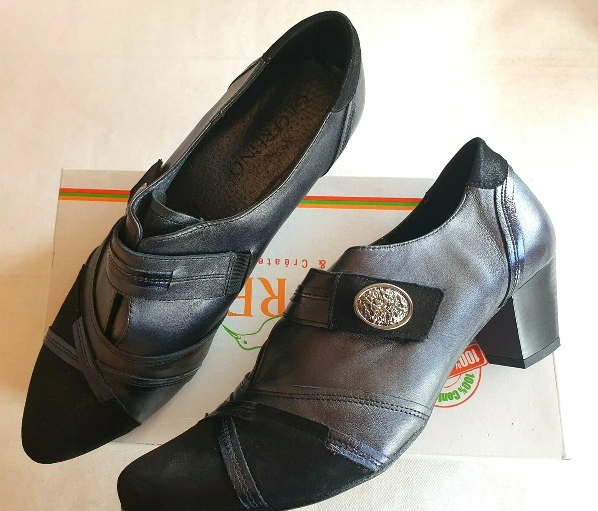 Chaussures Ballerines En Cuir Noir Geo Reino - Taille 37 - Modèle Cancat - Neuves Avec Boîte