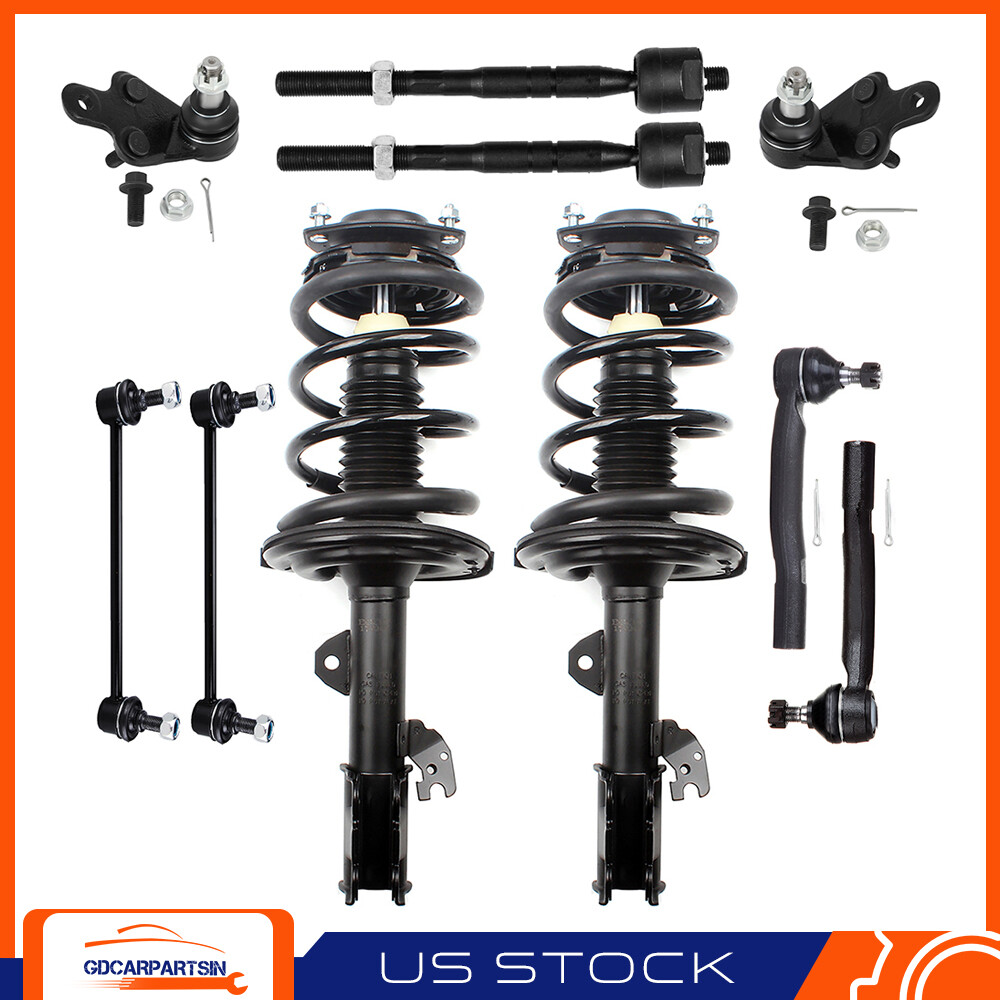 2007-2011 Toyota Camry Front Struts Coil Springs Ball Joint Tie Rod Sway Bar Kit  