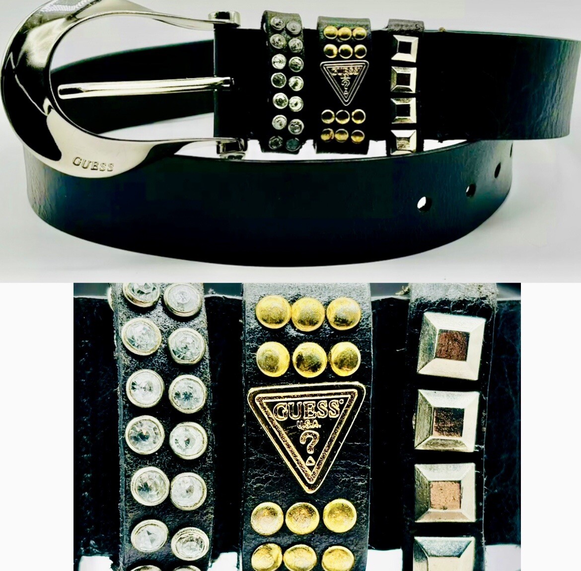 Vintage y2k express wide leather studded belt Vintage y2k express wide leather studded belt | Mercari main image 2