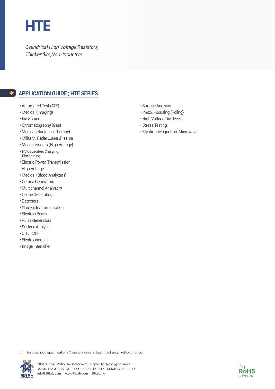 1pc - 3RLab HTE24 1M 1% 2W 5.5KV Non-Inductive High Voltage Film Resistor