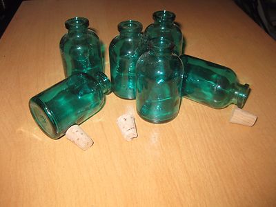 3 TÜRKIS AQUABLAUE GLASFLASCHEN, HOCHZEITSGESCHENKE, PARFUM, ÖL, MINI VASE, SALON 