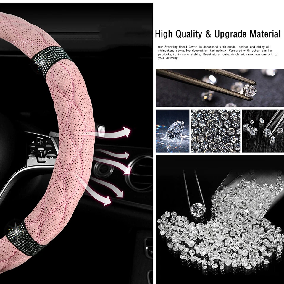 15'' For Great Wall Car Steering Wheel Cover Suede leather Breathable Anti-Slip - image 3 of 4