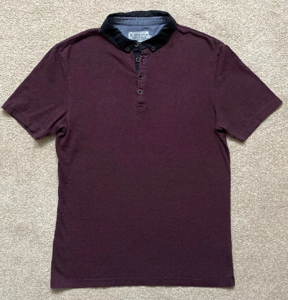 TU MENS BURGUNDY PORT MAROON WINE MARL POLO SHIRT SHORT SLEEVES OXFORD SIZE  S | eBay UK