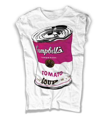 Andy Damen T-Shirt Dose Suppengekratzt Tomate Suppe Fuchsia Pop Art