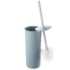 Ribbed toilet Brush with Bin Stone Blue, Decorative Bowel Scrub Brush