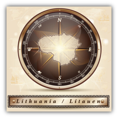 Lithuania Compass Map Car Bumper Sticker Decal