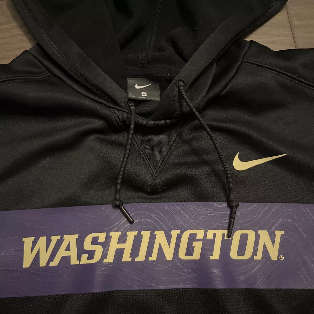 Nike Washington Huskies Sweatshirt Mens Black Gold Swoosh Dri Fit