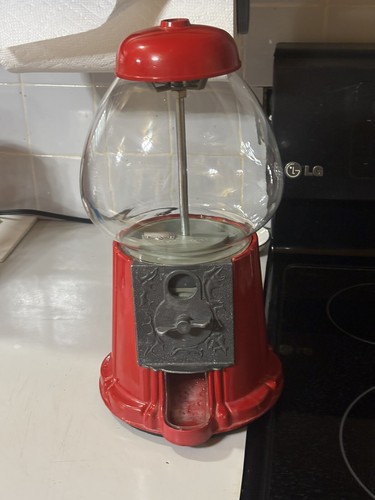 15" Gumball Machine with Coin Bank - Red, Vintage Bubble Gum Candy